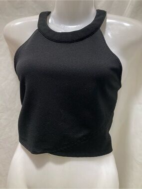 Material Girl Black Ribbed Halter Top
